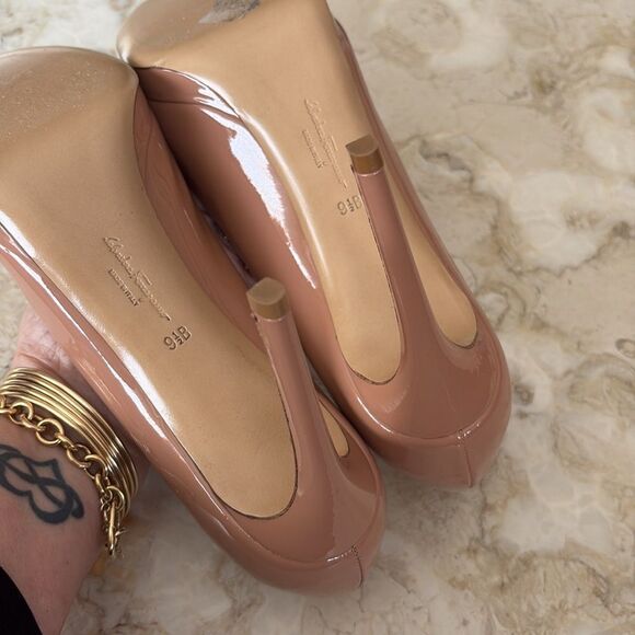 Salvatore Ferragamo Osimo Patent Leather Vara Bow High-Heel Pumps Ballerina Pink - Picture 16 of 16